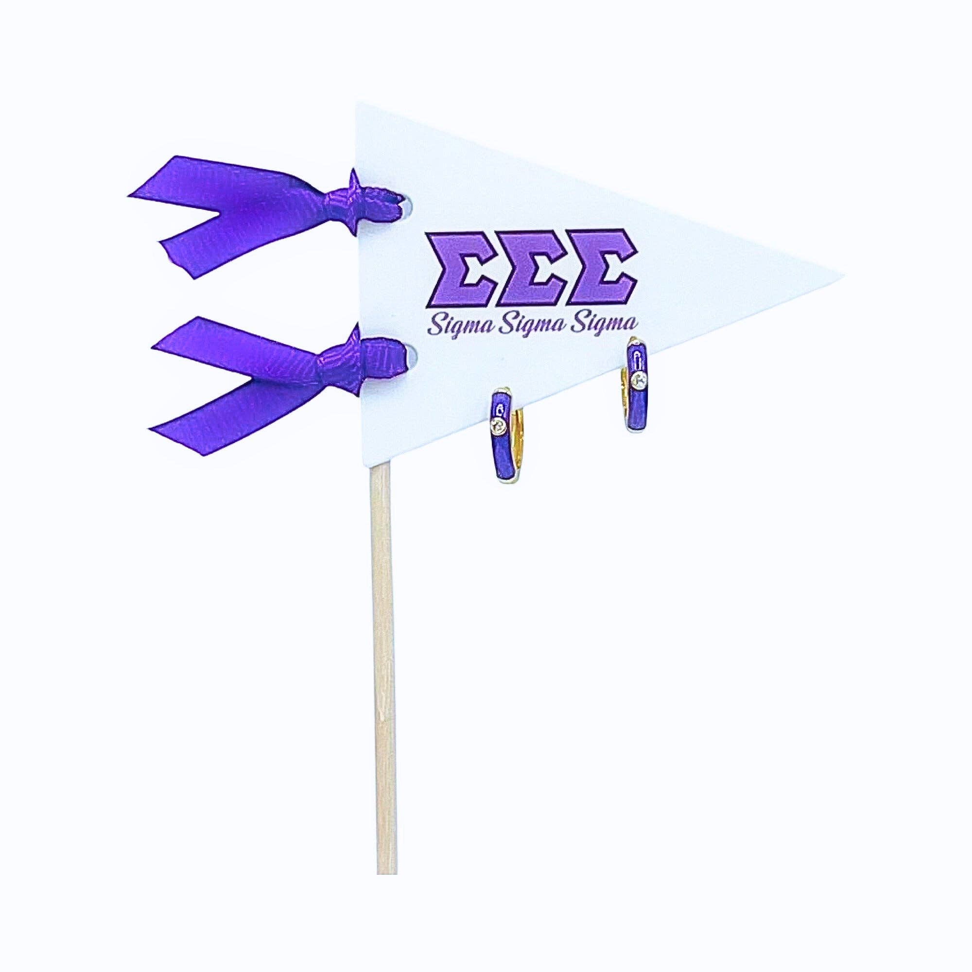 Color Shout - Vente Petits anneaux - Boucles d'oreilles Huggie aux couleurs vives de sororité sur drapeau fanion à lettre grecque22