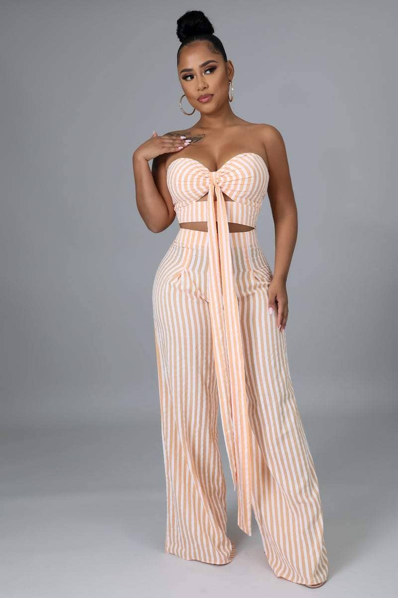 Flarix - Wholesale Top & Pant Set (NOT Loungewear) - Women's - striped tube top wide leg pants set5