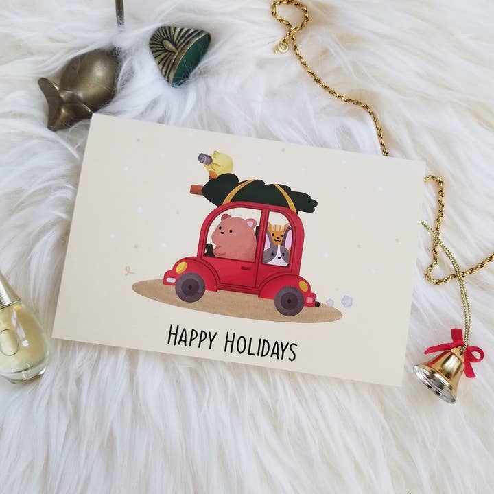 Happy Holidays - Christmas Tree - Cute Family Christmas Card for wholesale by Science cobs