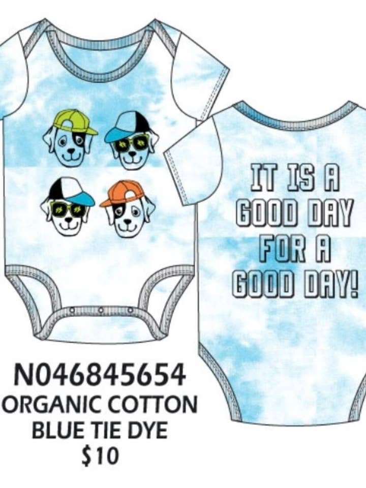 Dogs Tie Dye Onesie FRONT & BACK GRAPHIC for wholesale by Rainbow and Rocket