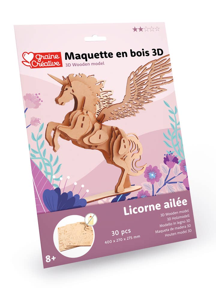 3D trämodell av enhörning för wholesale av Graine Créative