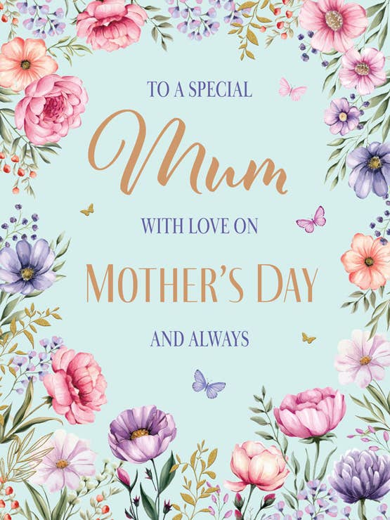 Carte de fête des mères, Maman, Bordure florale pour la vente par Piccadilly Greetings