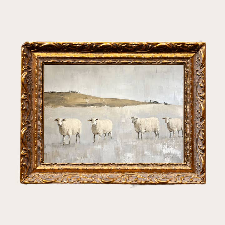 Luxe B Co - Wholesale Art print - Muted Sheep Field | French Brass Inspired Gold Mould Framed Art0