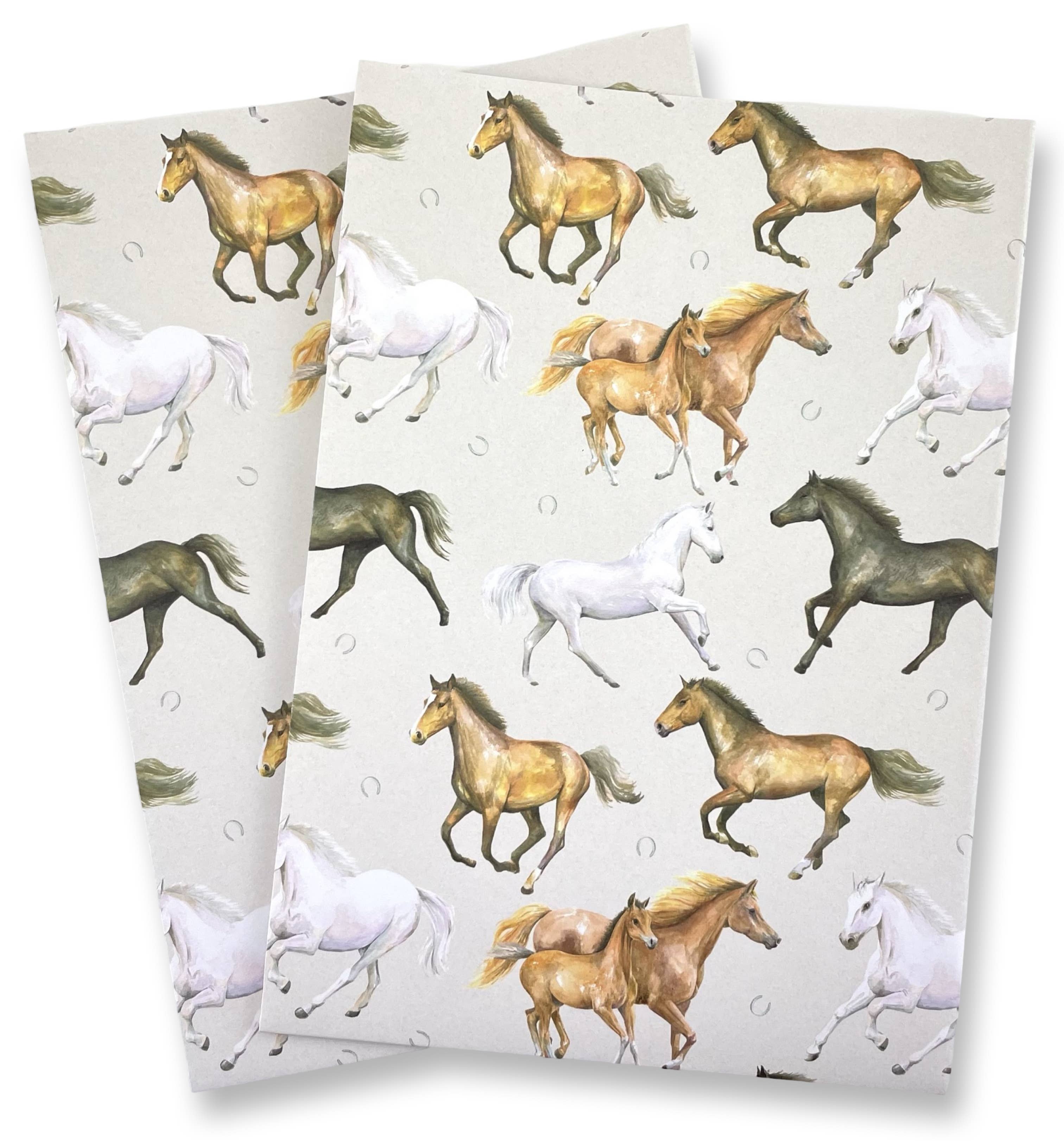 The Arty Penguin - Wholesale Flat Wrap - Horses and foal Recycled and Recyclable Gift Wrap & tags2