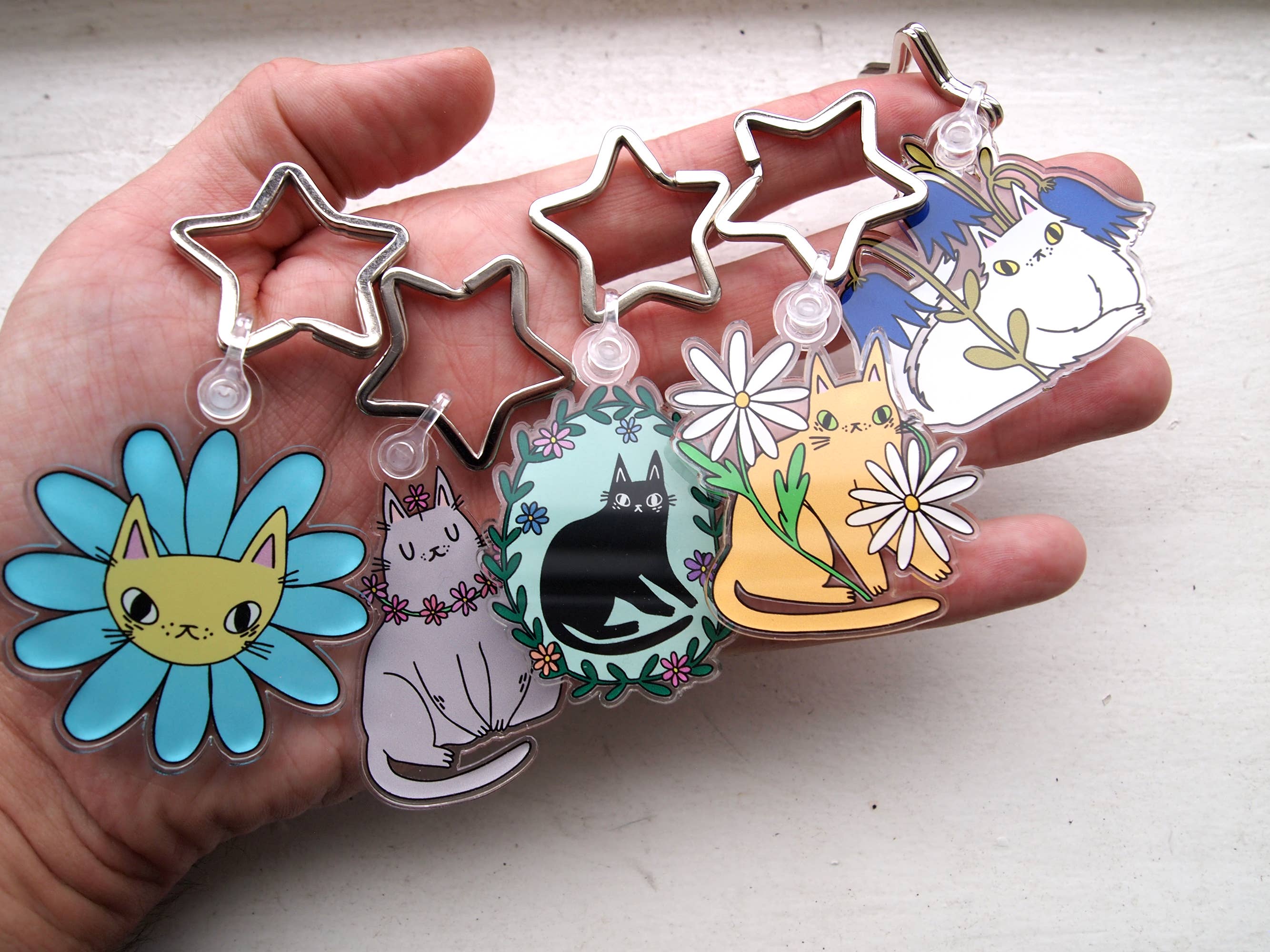 I LIKE CATS – wholesale Keychain – Women's – Cats and flowers acrylic keychain blind bag, mystery bags3