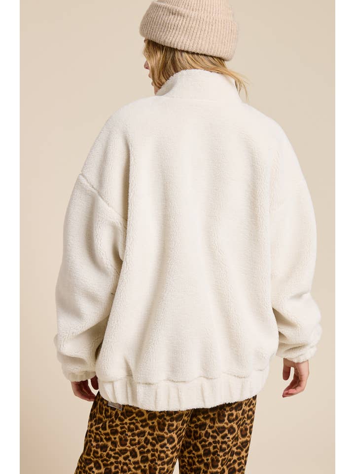 Mimosa - Vente Veste – femme - Veste surdimensionnée en sherpa peluche avec boutons8