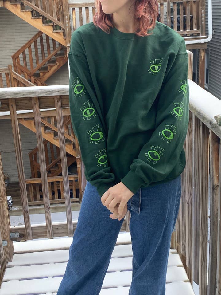 Green Eye Sweater // Spooky Green Alternative Sweater for wholesale by AstroManatee Shop