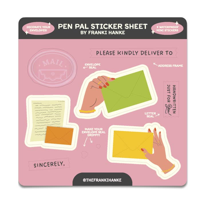 Handwritten Pen Pal Sticker Sheet - Mail Decorating Stickers for wholesale by The Franki Hanke