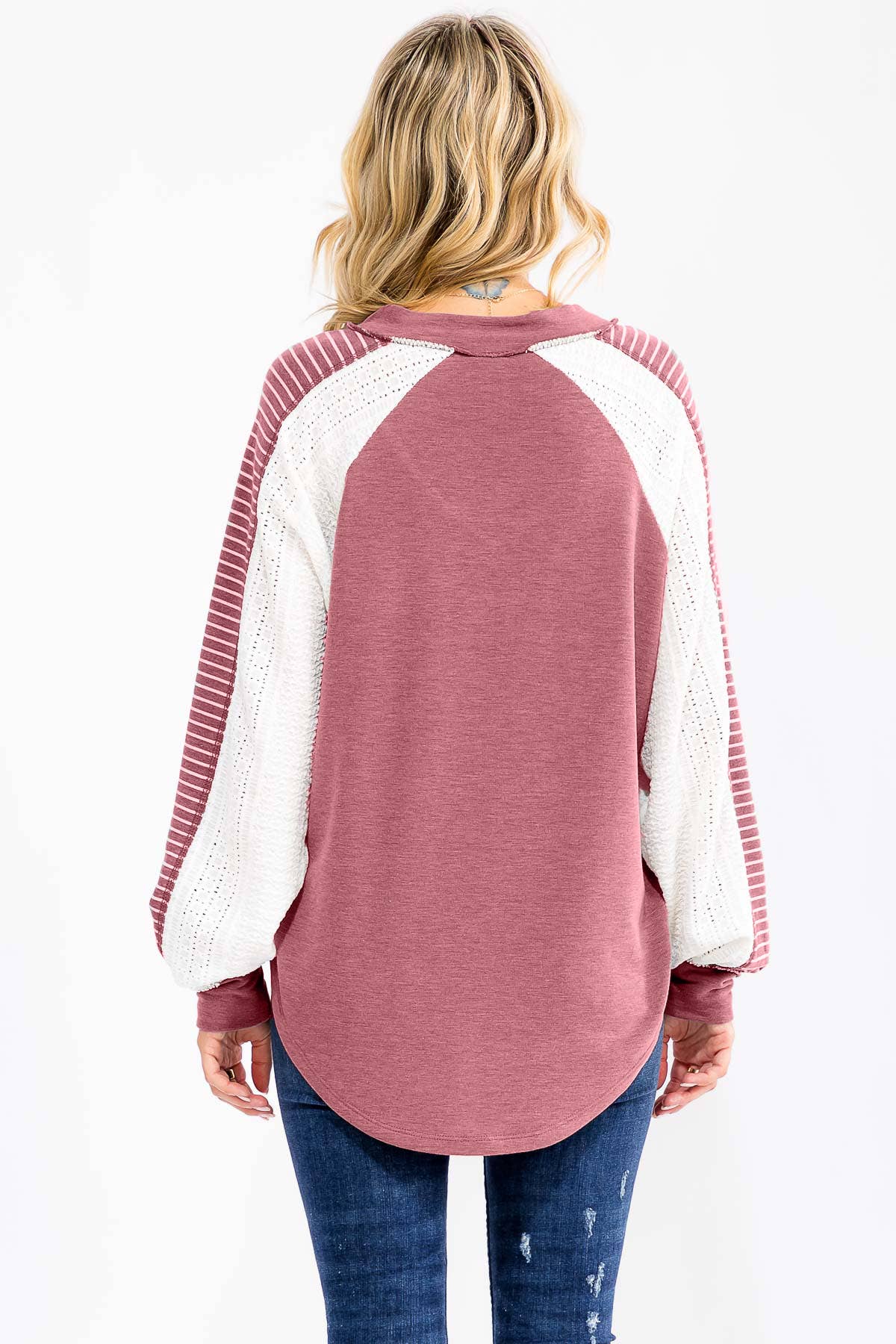 7th Ray – wholesale Stickad topp - Dam – [PLUS SIZE] Färgblock Virkad Spets Pullover Topp T5990XL-11