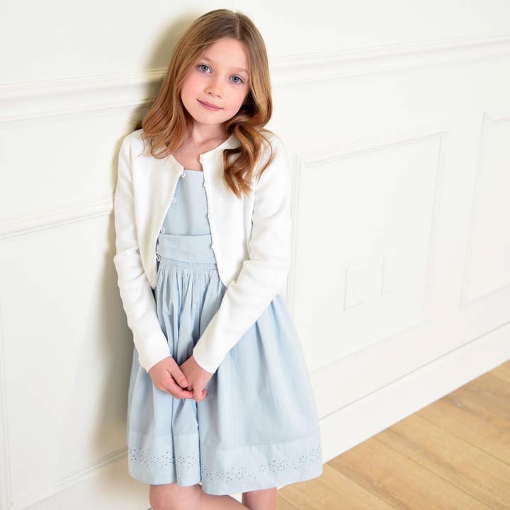 White Cropped Curved Hem Cardigan for wholesale on Faire1