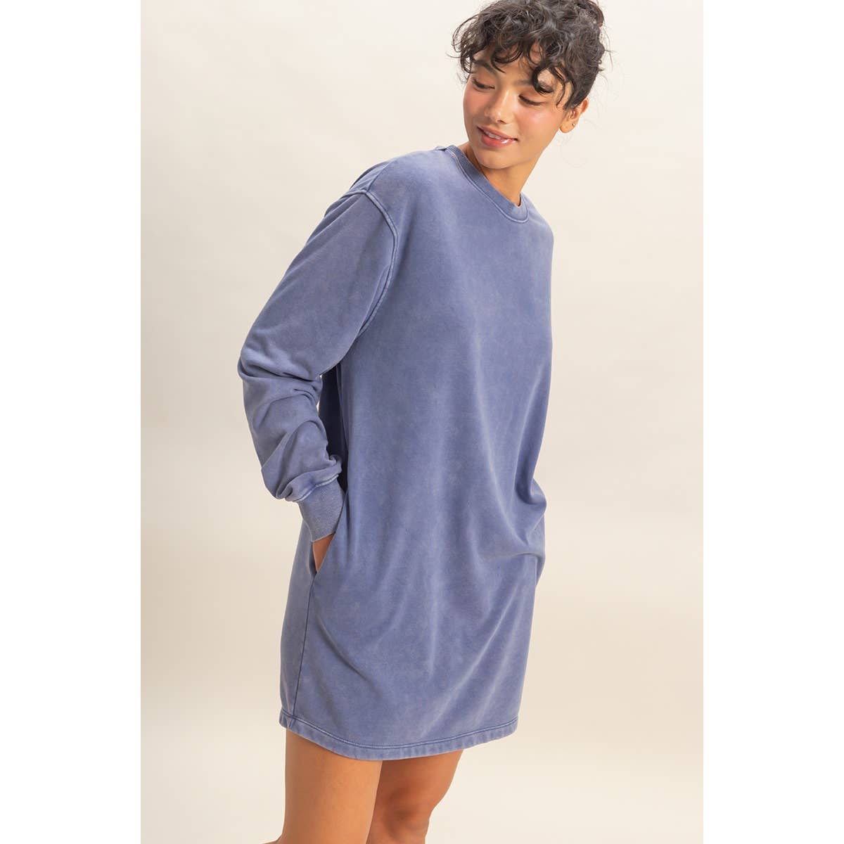 Double Zero - Venta al por mayor Vestido - Mujer - Vestido sudadera mini de gran tamaño lavado mineral5