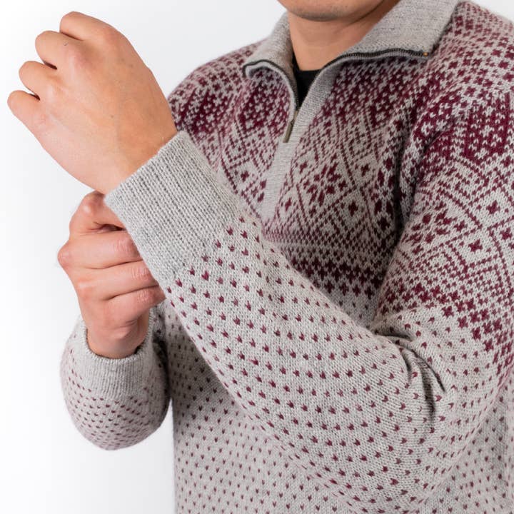 L.A.M Bolivia - Wholesale Gebreide trui - Heren - 100% Alpaca trui La Paz met halve rits en opstaande kraag12