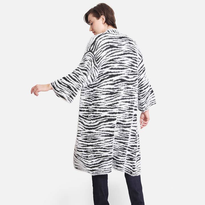 Wona Trading, Inc. - Wholesale Cardigan - Women's - Tiger Zebra Leopard Patterned Bell Sleeves Cardigan