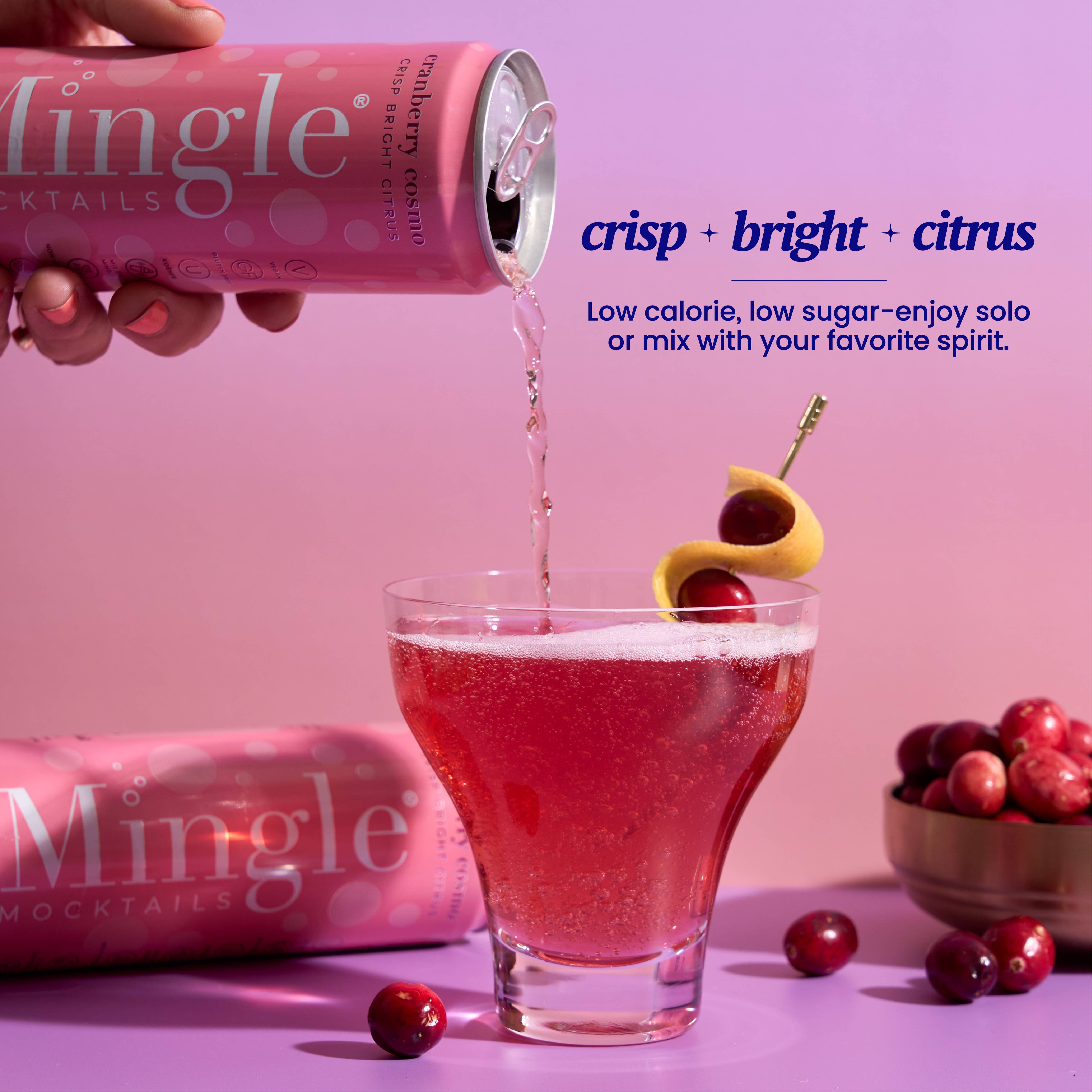 Mingle Mocktails - Wholesale Non-Alcoholic Aperitif/Mocktail - Cranberry Cosmo Sparkling Mocktail (6 x 4pk)4