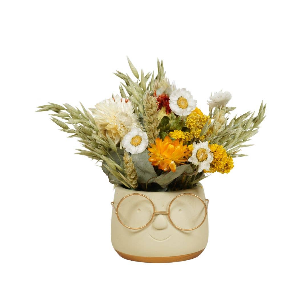 Wildflowers by Floriette - Wholesale Dried/Pressed Flowers - Dried Flowers in pot Renate with glasses0
