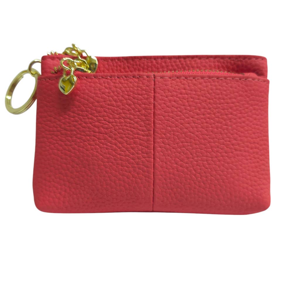 Strathurie – wholesale Coin purse – Women’s – Leather Purse with Heart Shaped Zips in Pink0