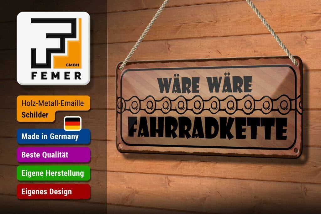 Femer - Vendita all'ingrosso Cartelli - Targa decorativa in metallo con scritta «sarebbe una catena da bicicletta», targa decorativa in metallo, 27 x 10 cm2