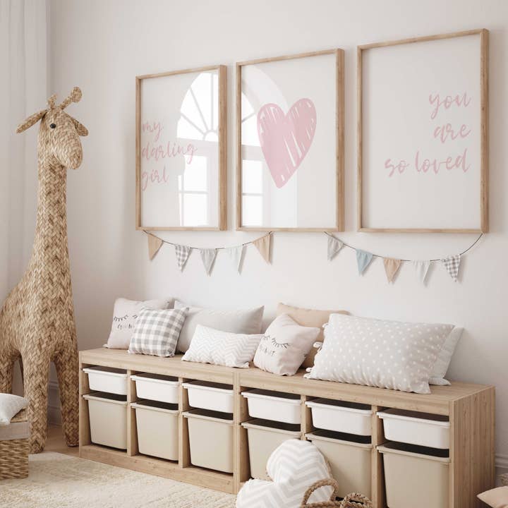 D'LUXE PRINTS - Wholesale Art Print - Kids & Baby - Our Darling Girl – Set of 3 Nursery Prints2