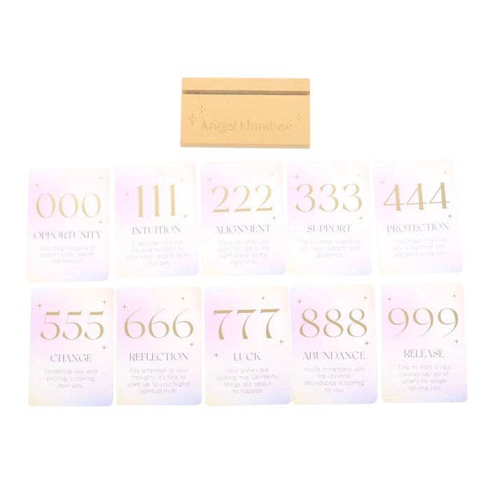 Something Different Wholesale - Wholesale Tarot Cards - Angel Number Affirmation Cards with Wooden Stand