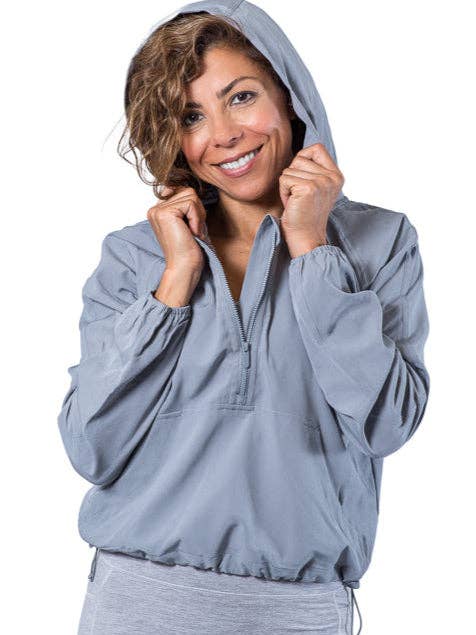 SilkY-SKIN HalfZip Cropped HOODIE for wholesale by BODO ActiveWear