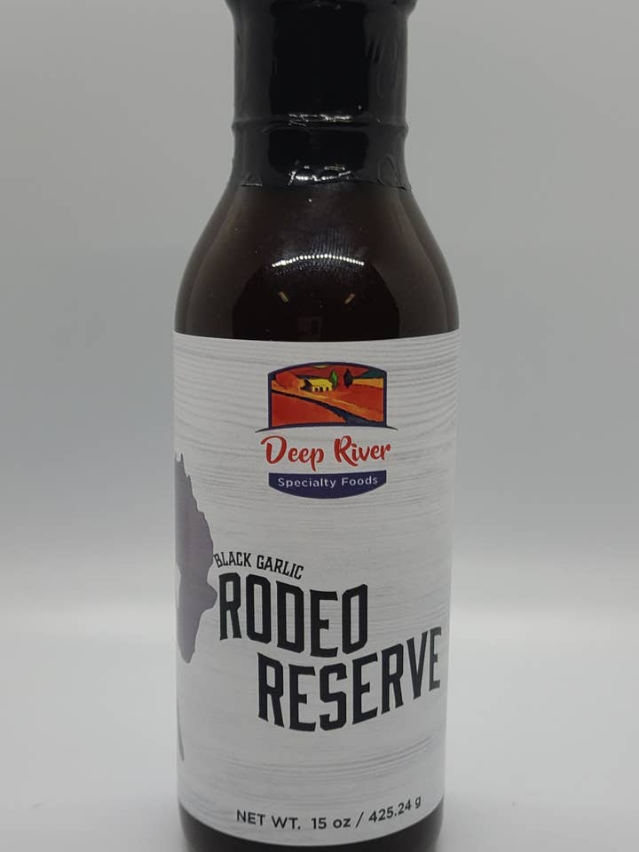 Sauce Réserve Rodeo à l'Ail Noir pour la vente par Deep River Specialty Foods, LLC