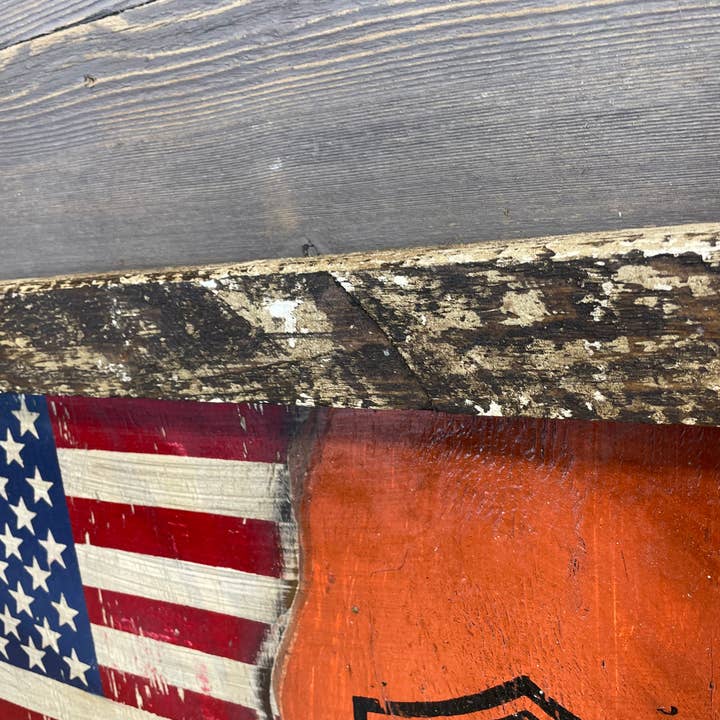 My Amigos Imports - Wholesale Sign - Harley Davidsonâ„¢ Flag-Framed-Rustic-USA-28x17 inches-NEW