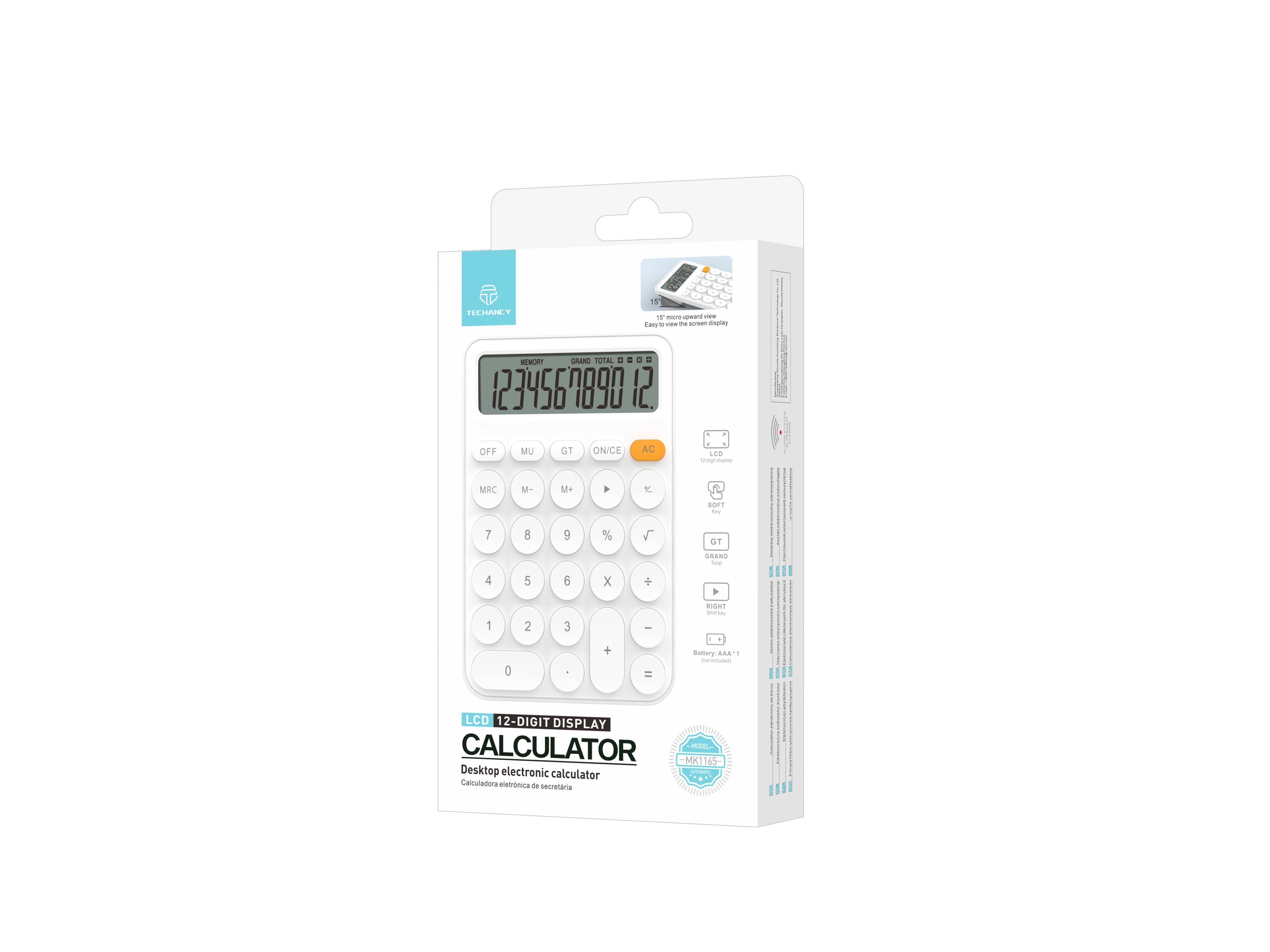 TECHANCY - Wholesale Calculator - Techancy MK1165 Desktop Calculator, 12 Digits, LCD Display, 3