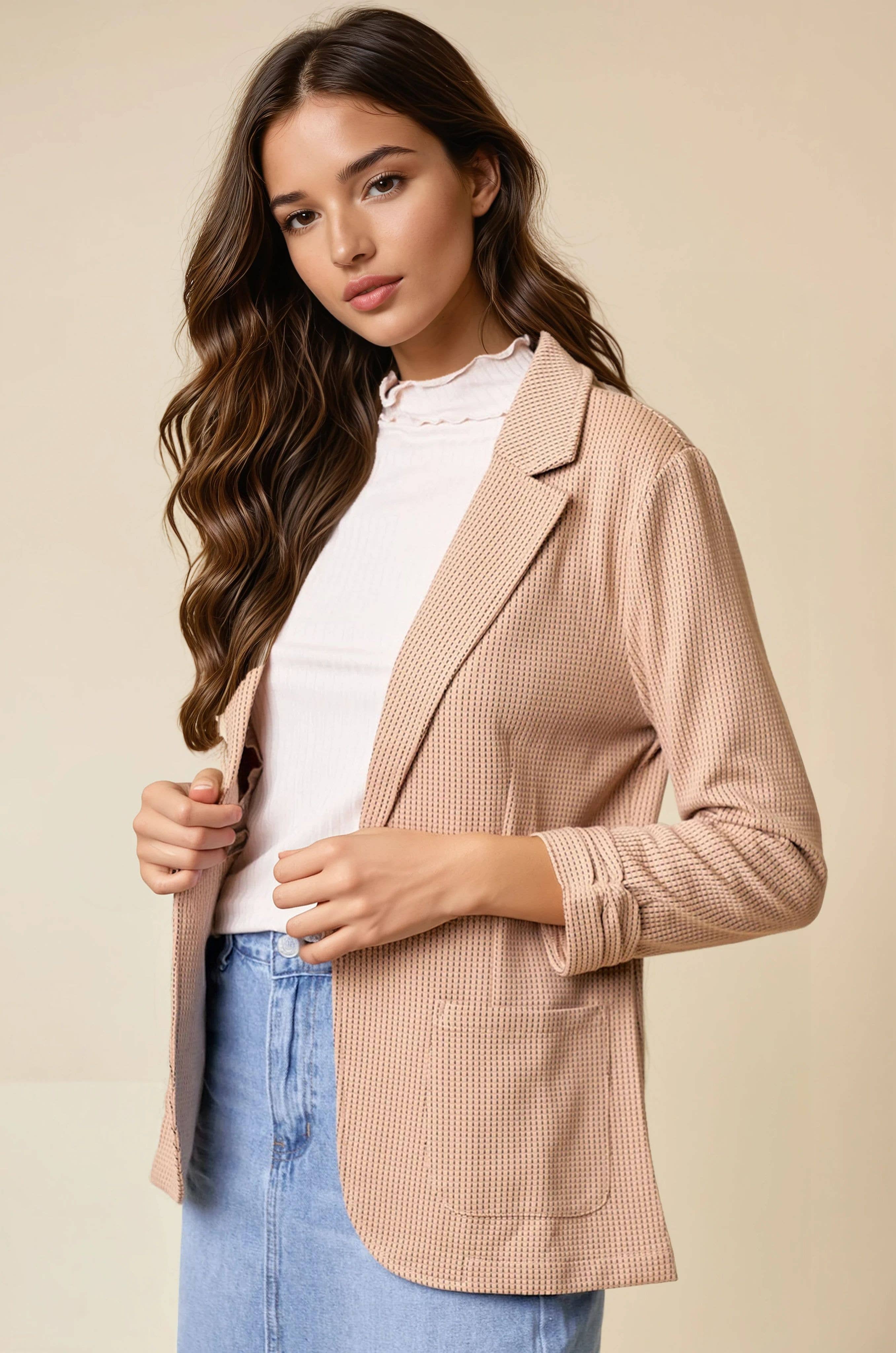 Doe and Rae - Vente Blazer – femme - Blazer texturé à manches froncées - 10150J7