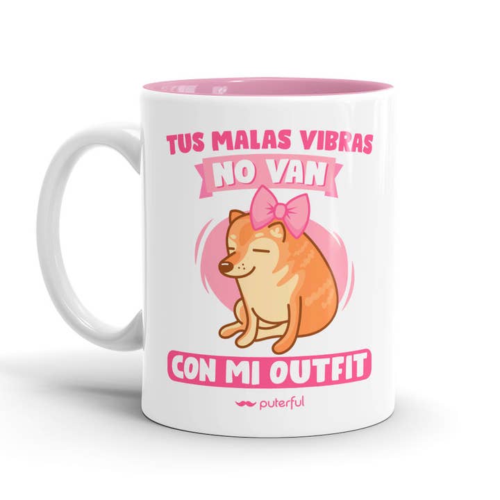 Pink Mug - Your Bad Vibes - Coquette for wholesale by Puterful