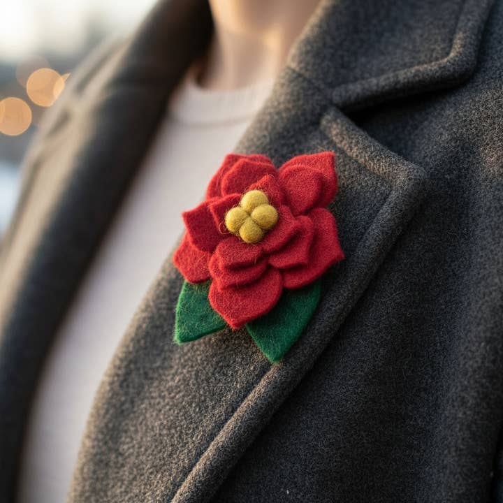 Felt So Good - Wholesale Brooch - Handmade Felt Poinsettia Brooch2