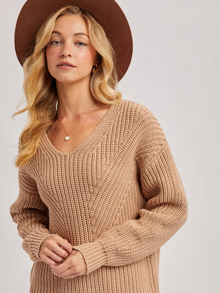 V-NECK KNIT SWEATER PULLOVER for wholesale by Bluivy