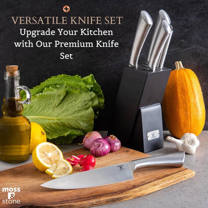 Moss & Stone - Wholesale Knife Set - Professional Kitchen Knife Chef Set, 6 Pcs Small Knife Set With Block, Premium Kitchen Knife Set Stainless Steel, Scratch Resistant & Rust Proof, Knife Block With Sharp Cooking Knives4