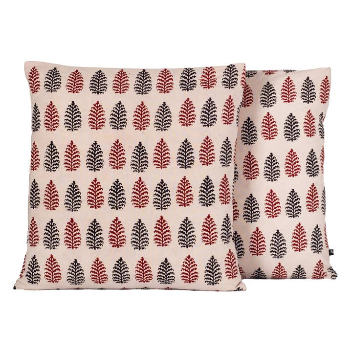 SVEZElife - Wholesale Throw Pillow Cover - Pine Motif Bagh Hand Block Print Cotton Cushion Cover2