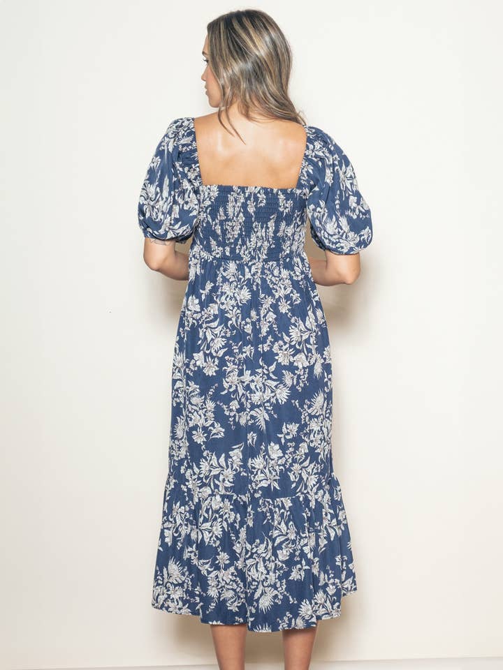 Elloh Collection - Wholesale Dress - Women's - Romantic Bubble Sleeve Pleated Midi Dress with Pockets12