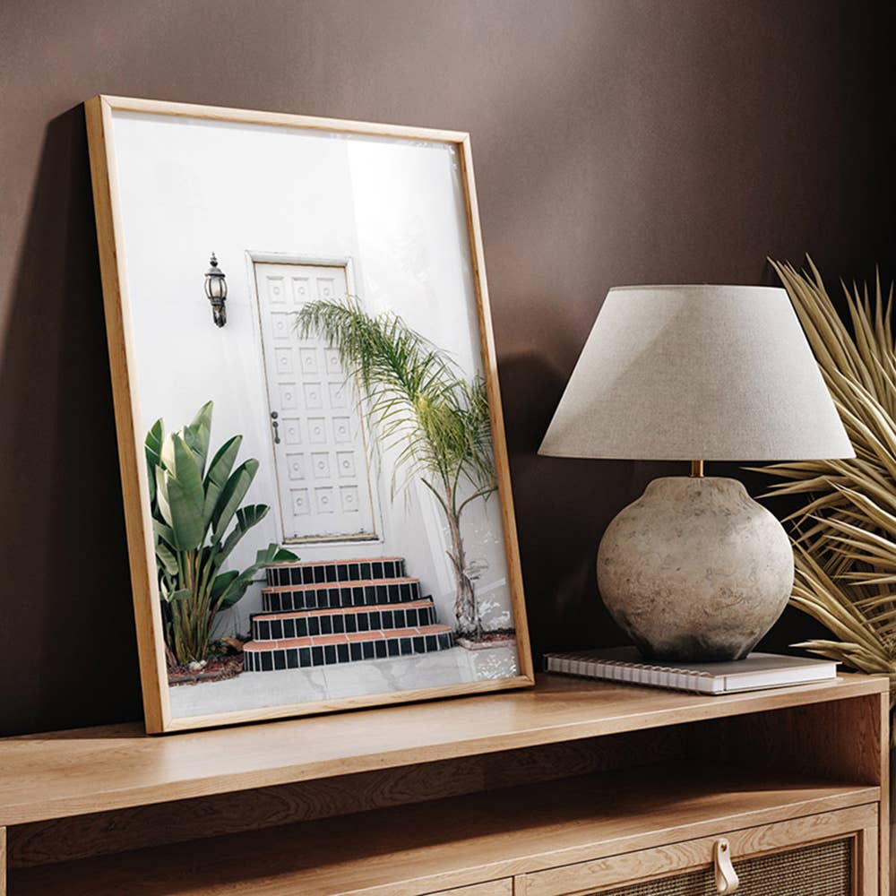 PRINT AND PROPER - Wholesale Art Print - Palm Villa Long Beach Poster. Coastal California White Door1