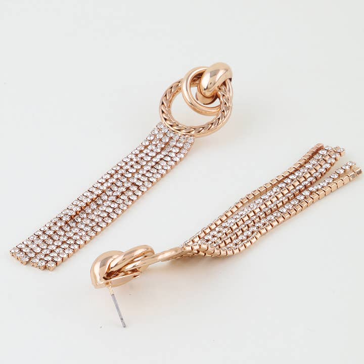 GCL Twisted Rhinestone Curtain Drop Earrings for wholesale on Faire2