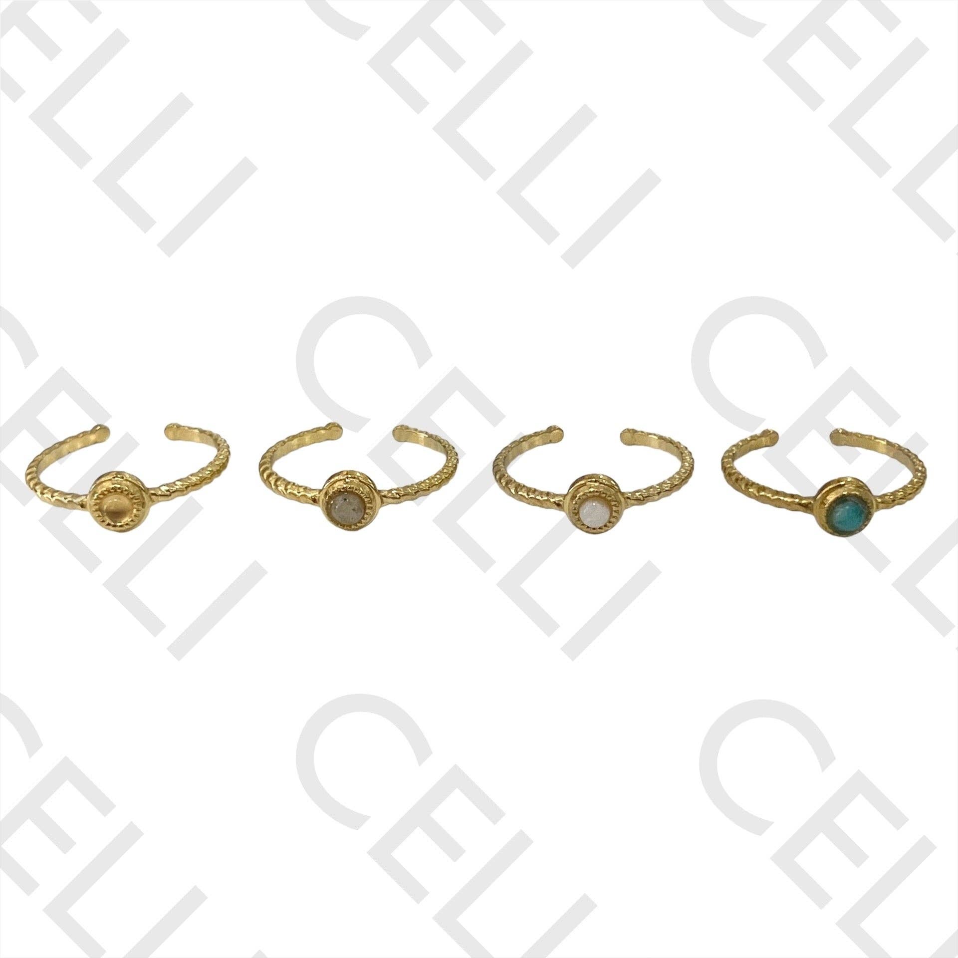 Celli Biju - Wholesale Band/Stacked Ring - Steel Ring - with natural stone2