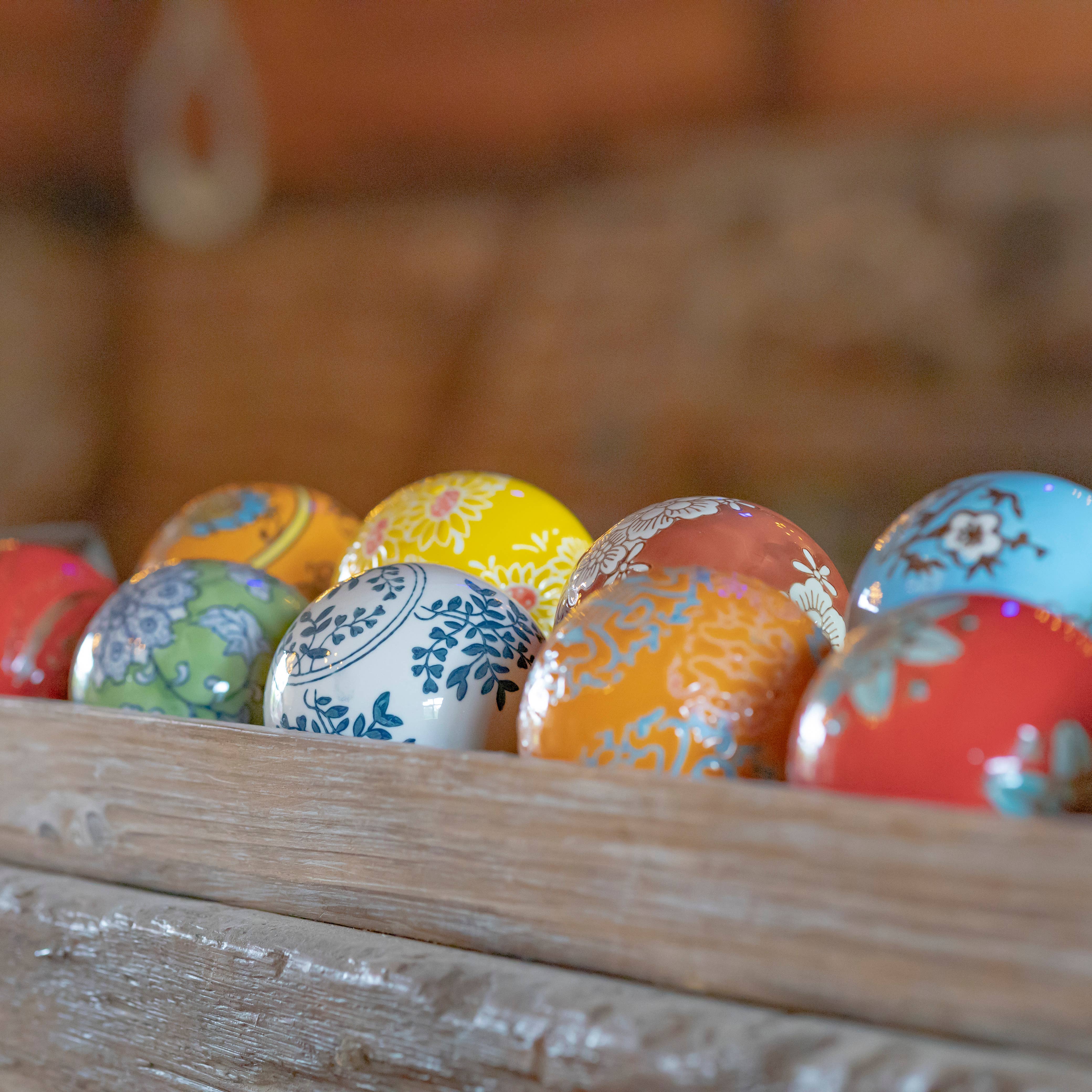 Zaer Ltd. International - Wholesale Decorative Tabletop Object - 12pc Assorted 3" Ceramic Sailor Balls Yokohama-Bright Color6