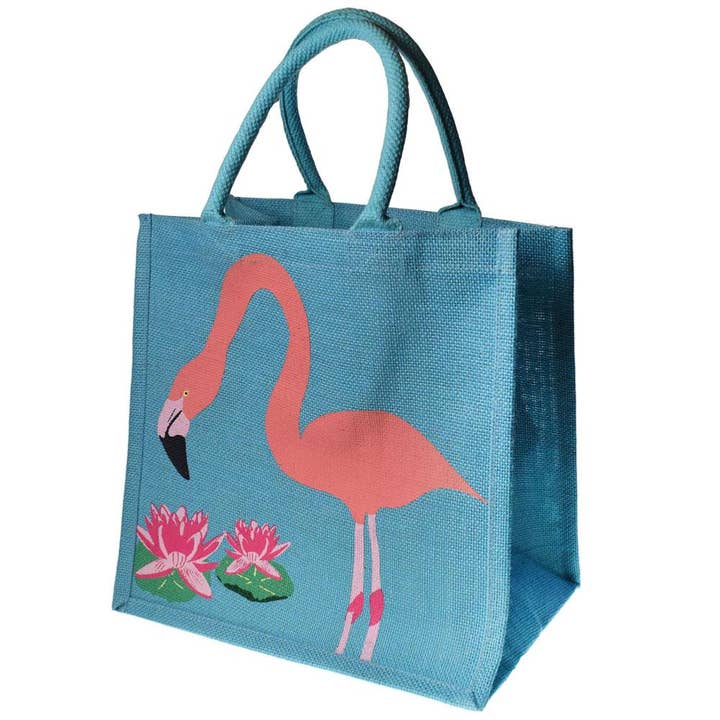 Saco de Compras de Juta, Flamingo 30x30cm por atacado de Shared Earth