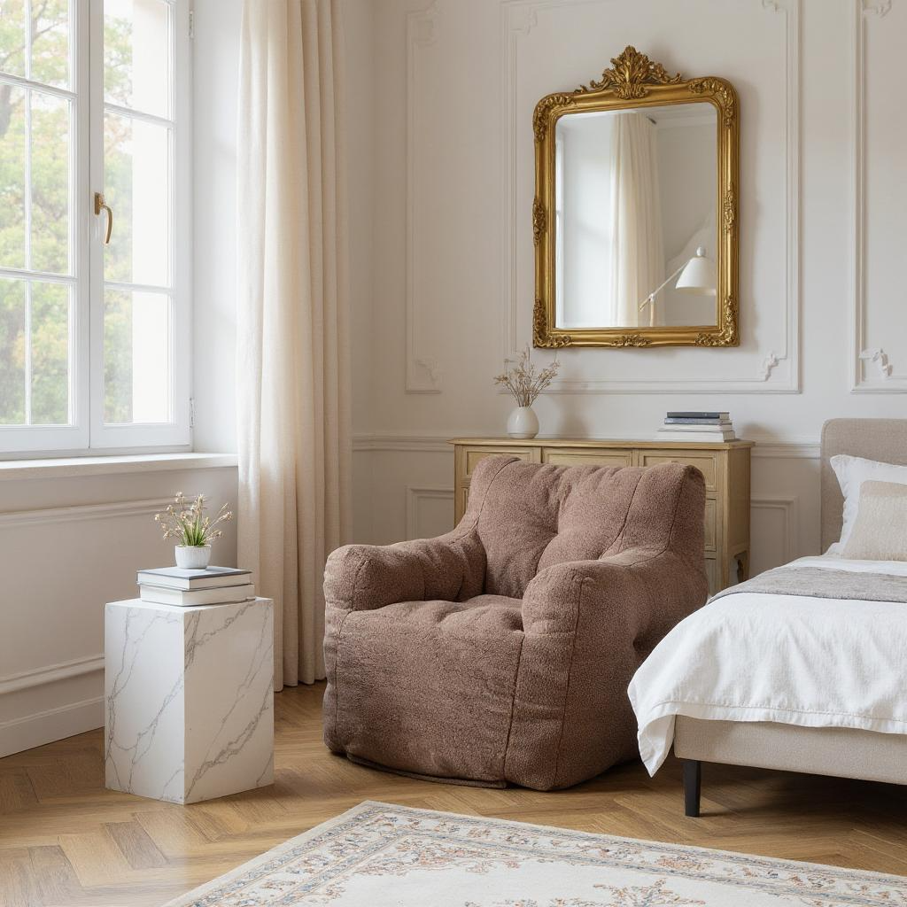 HOMYCASA DESIGN INC - Wholesale Chair - Teddy Fabric Bean Bag Chair Cozy Bedroom Lounge Seat3