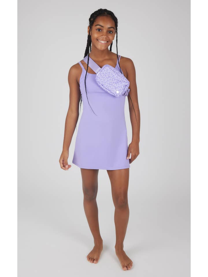 90 Degree by Reflex & Yogalicious - Wholesale Athletic Dress - Kids - Girls Lux Tennis Dress with Inner Bra and Fanny Bag - Set6