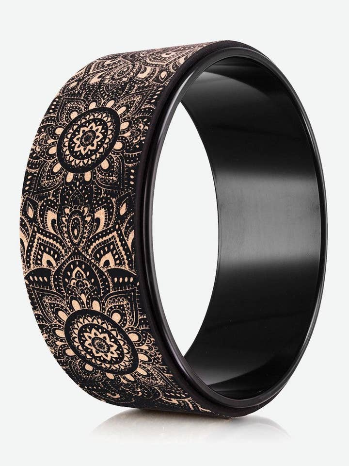 Kork-Yoga-Rad - Mandala Schwarz für den Großhandel von Yoga DesignLab EU