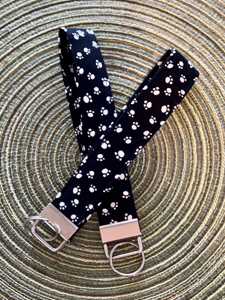 Pet Owner Paw Print Wrist Lanyard Wristlet Keychain Key Fob for wholesale by Jbird Handcrafted