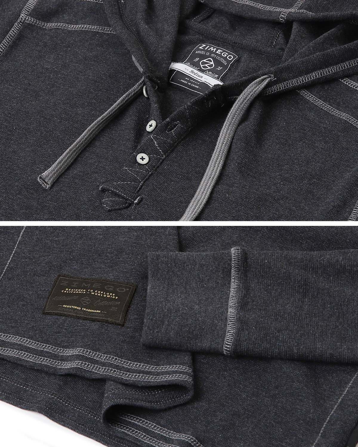 ZIMEGO – Hoodie - Homem por atacado – Camisola Térmica com Capuz de Manga Comprida Básica Casual para Homem ZIMEGO10