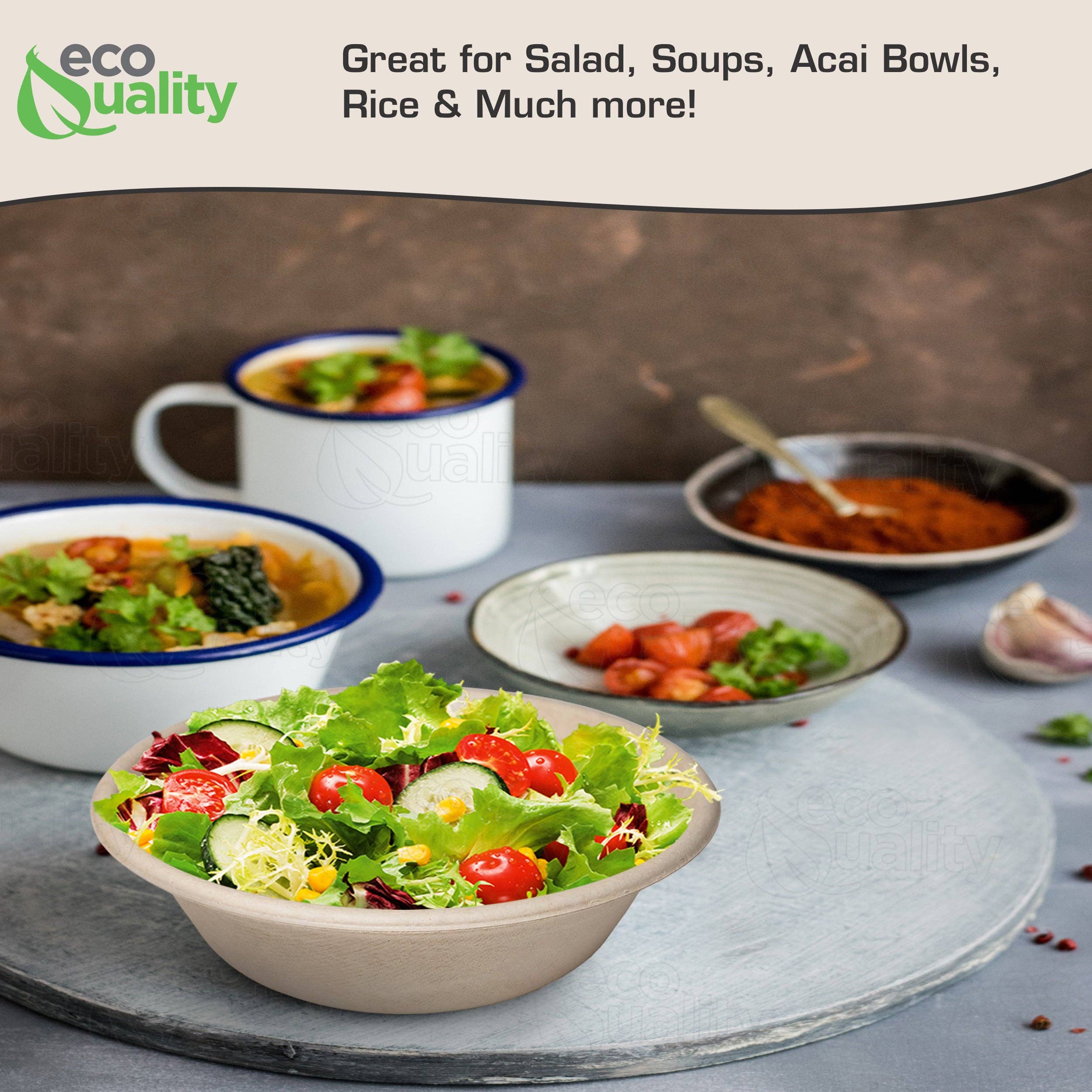 EcoQuality - Wholesale Disposable Plate - 32Oz Compostable Heavy Duty Disposable Bowls, Eco Friendly6