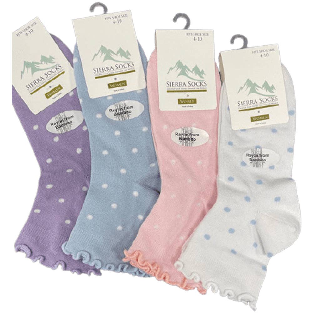Sierra Socks - Wholesale Socks - Women's - Women's Rayon Quarter High Socks - in 4-Pair or 2-Pair Packs with Fun Lettuce Edge Ruffle Socks for Women, Girls and Teens1