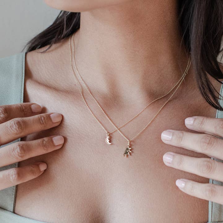 Honeycat Jewelry - Wholesale Pendant/Charm Necklace - BFF My Sun and Moon Necklace Duo