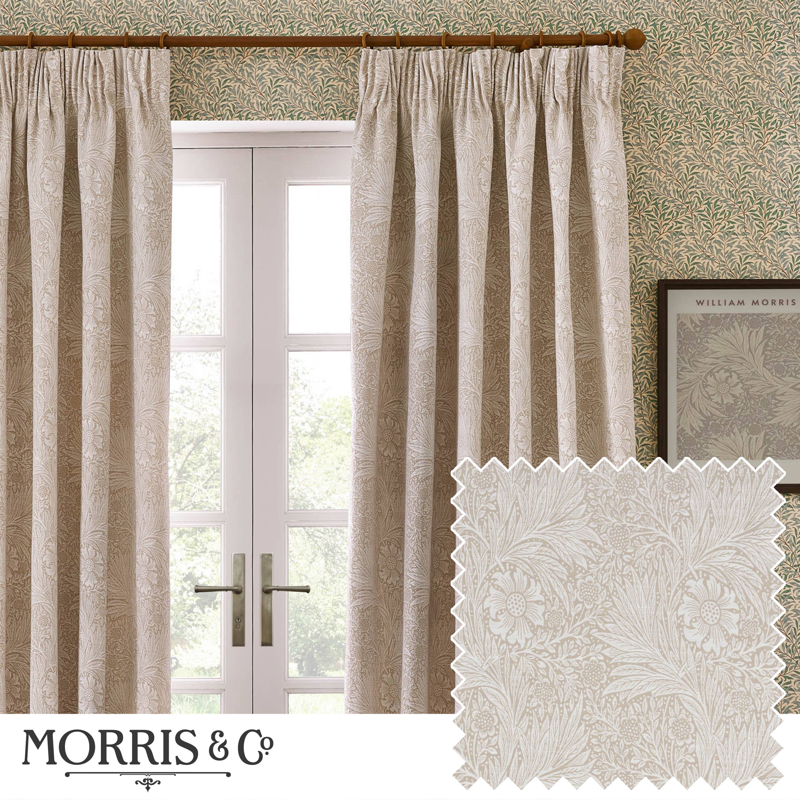 Marigold Floral Jacquard Pencil Pleat Curtains Stone for wholesale on Faire0