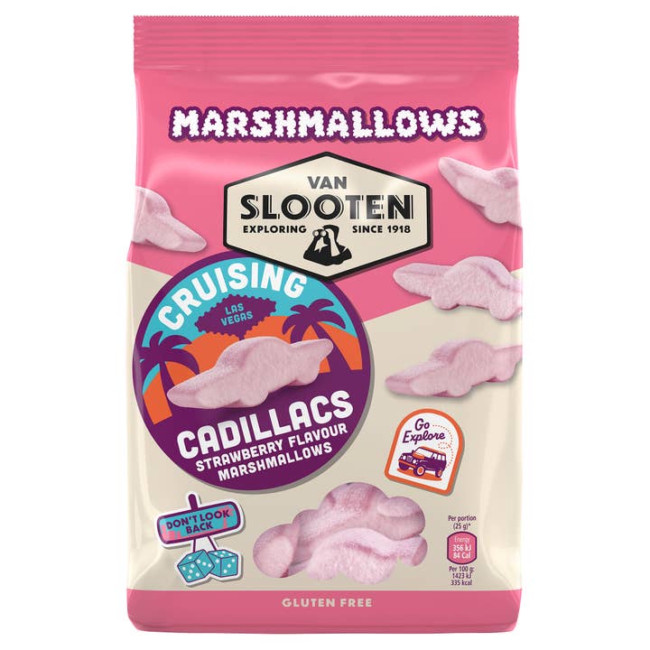 CASE OF 10 Cruising Cadillacs Marshmallows 250g for wholesale by Van Slooten