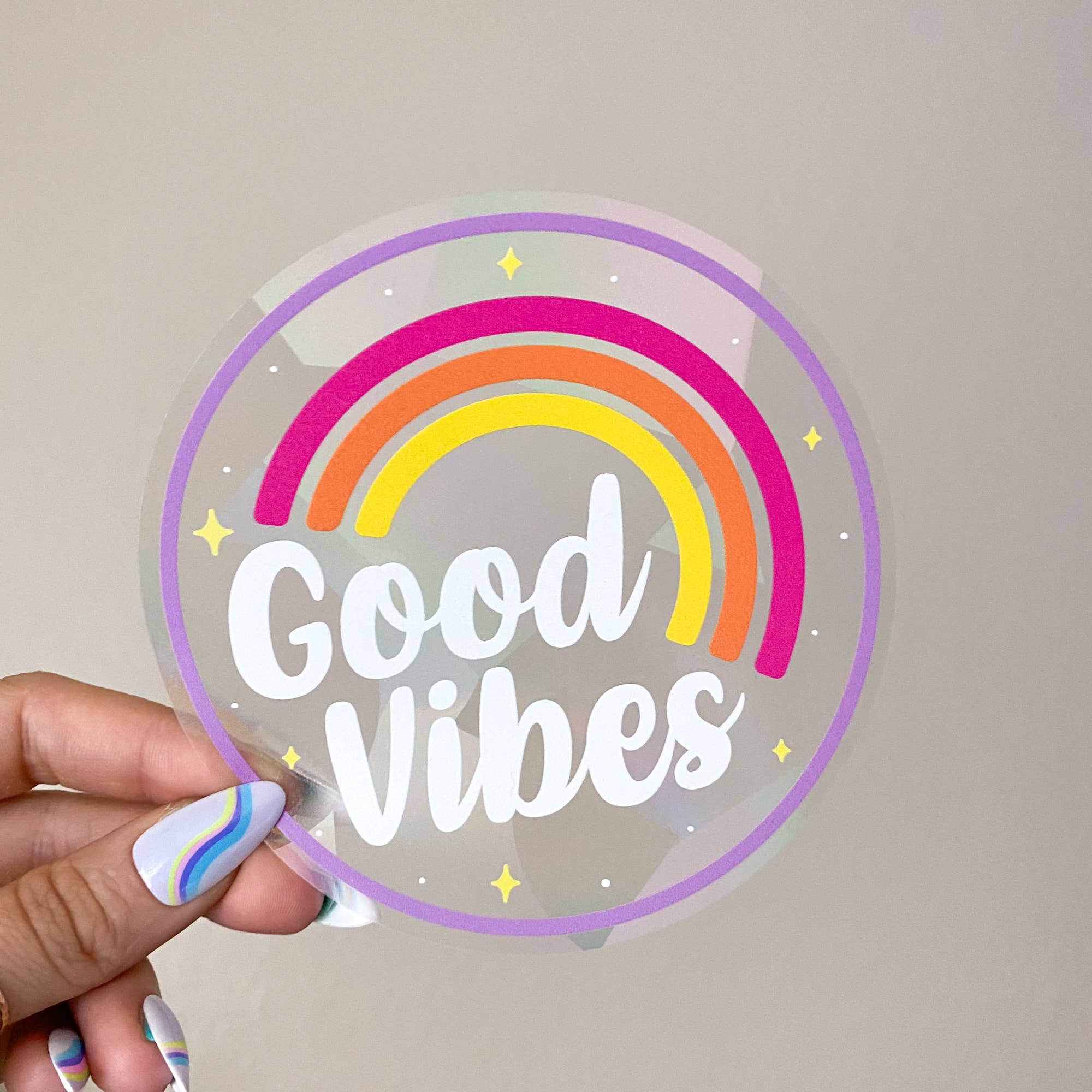 Chelzart - Wholesale Suncatcher - Good Vibes Suncatcher Decal | Rainbow Maker Accessory8
